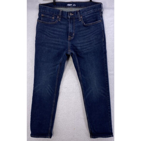 Old Navy Built-In Flex Men’s Jeans Size 34x30 Slim Fit Stretch Dark Wash Denim - Picture 1 of 14